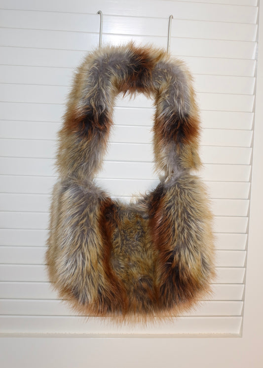 Coffee Faux Fur Medium Bag